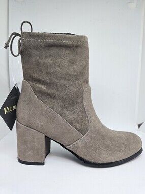 Taupe Suede Block Heel Ankle Boots for Women